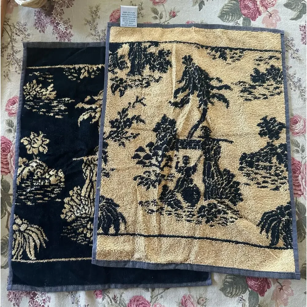 Vintage Set Besana Italy Italian  Cotton Viscose 2 Hand Towels